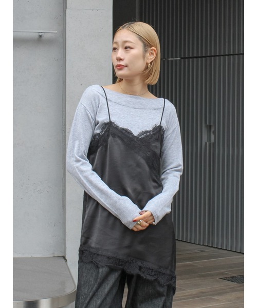 ungrid♡レースフレアーキャミ Ungrid（アングリッド） キャミソール レースデザインキャミ