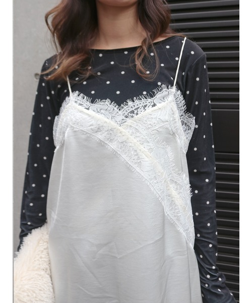 ungrid♡レースフレアーキャミ Ungrid（アングリッド） キャミソール レースデザインキャミ