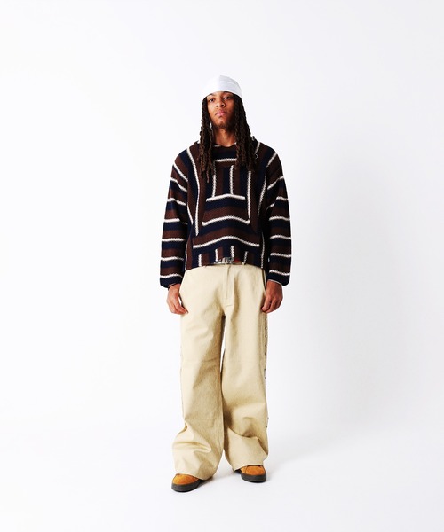 AFB（エーエフビー） ワイドパンツ チノパン SUPER BAGGY STUDDED
