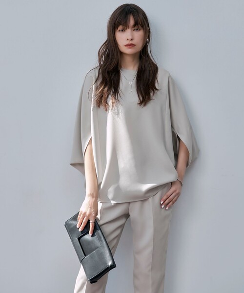 「ICB」 長袖ブラウス 2 グレー レディース_画像3