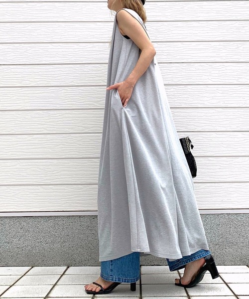 「Q」 ノースリーブワンピース MEDIUM ピンク レディース_画像3