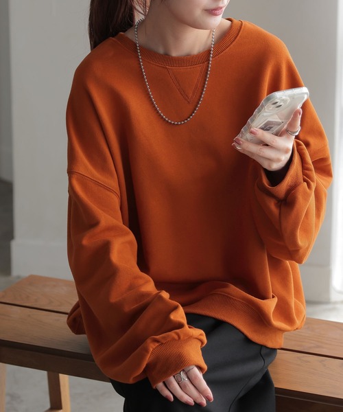 「HUG.U」 スウェットカットソー FREE チェリーレッド レディース_画像6