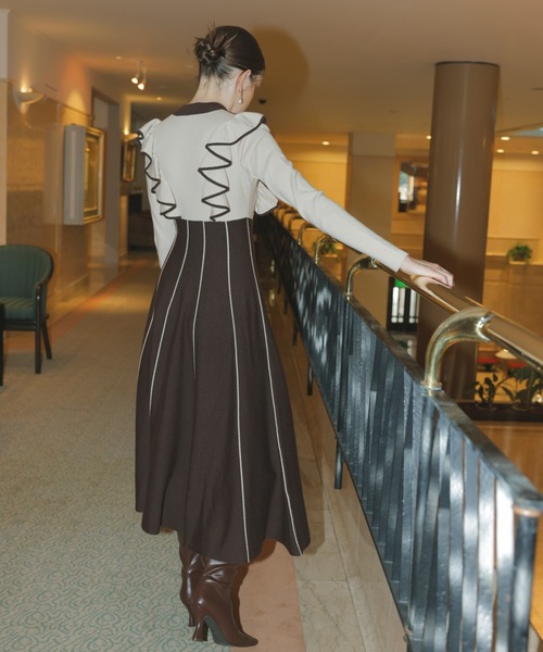 「EIMY ISTOIRE」 ニットワンピース FREE ピンク レディース_画像3