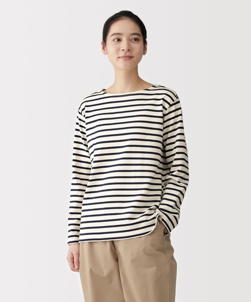 無印良品（MUJI） tシャツ 婦人 太番手ボートネック長袖Tシャツ