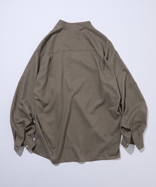 シャツ 限定展開 Relax Fit リラックスフィット リネンミックス バンドカラー プルオーバー シャツ メンズの画像