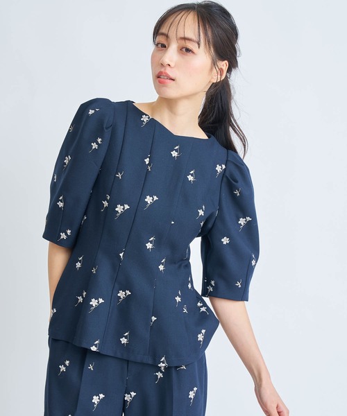 NOELA（ノエラ） ブラウス シャツ 「Premium」フラワー刺繍ブラウス