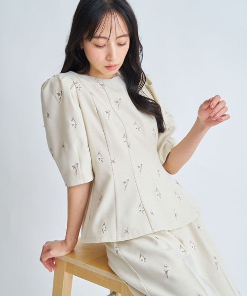 NOELA（ノエラ） ブラウス シャツ 「Premium」フラワー刺繍ブラウス