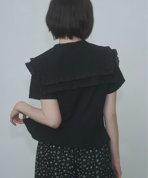ブラウス シャツ frilled big collar blouse / フリルビッグカラーブラウス レディースの画像