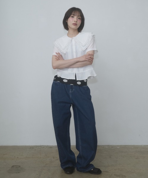 ブラウス シャツ frilled big collar blouse / フリルビッグカラーブラウス レディースの画像