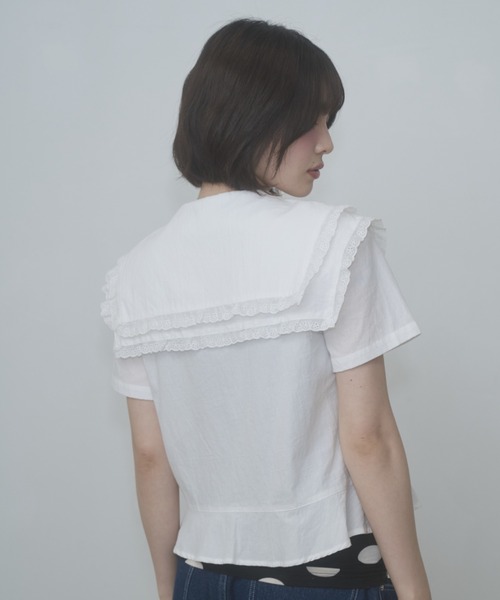 ブラウス シャツ frilled big collar blouse / フリルビッグカラーブラウス レディースの画像