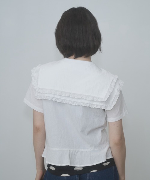 ブラウス シャツ frilled big collar blouse / フリルビッグカラーブラウス レディースの画像
