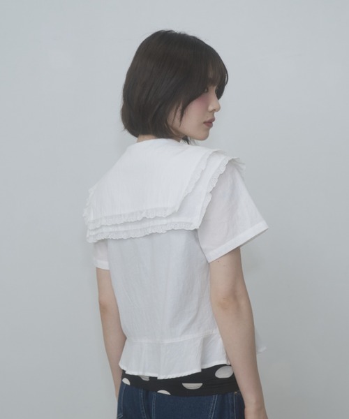ブラウス シャツ frilled big collar blouse / フリルビッグカラーブラウス レディースの画像
