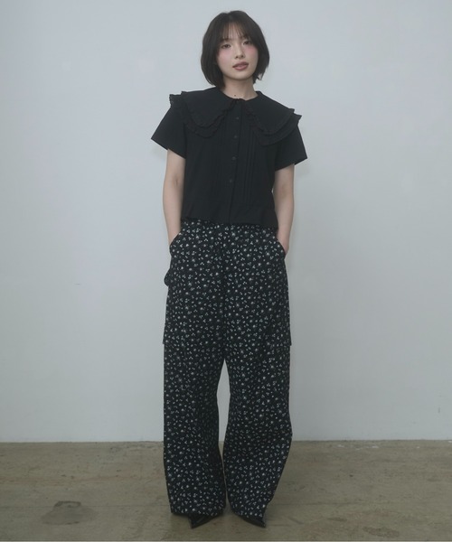 ブラウス シャツ frilled big collar blouse / フリルビッグカラーブラウス レディースの画像
