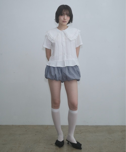ブラウス シャツ frilled big collar blouse / フリルビッグカラーブラウス レディースの画像