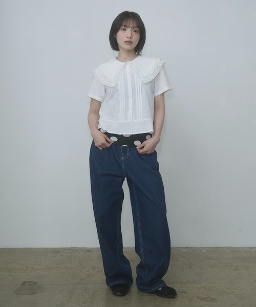 ブラウス シャツ frilled big collar blouse / フリルビッグカラーブラウス レディースの画像