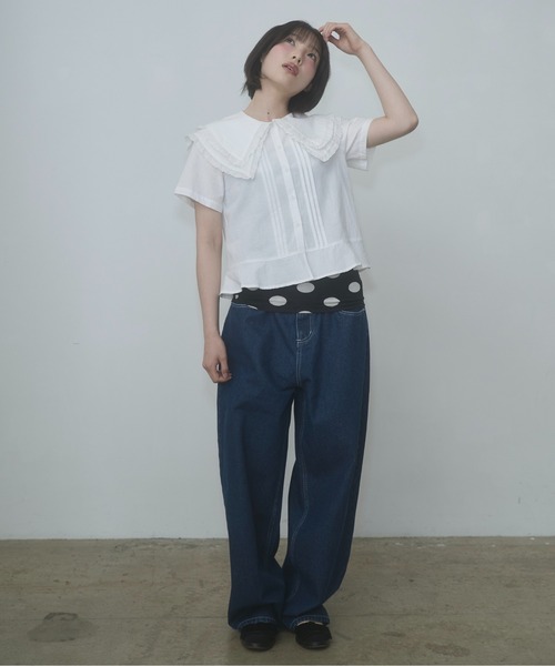 ブラウス シャツ frilled big collar blouse / フリルビッグカラーブラウス レディースの画像