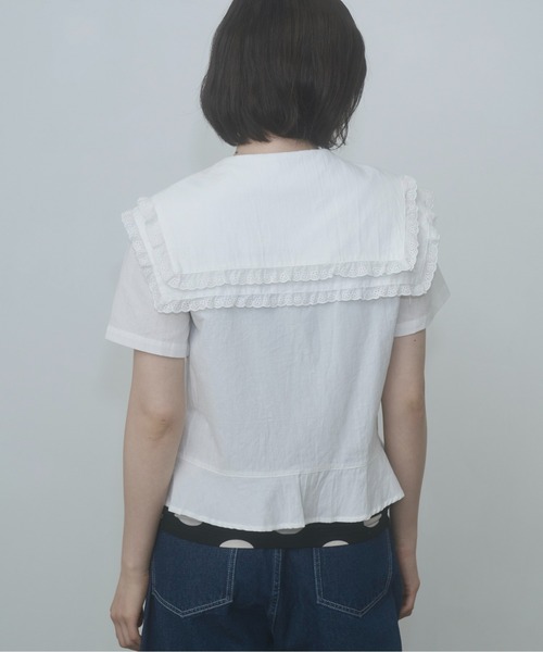 ブラウス シャツ frilled big collar blouse / フリルビッグカラーブラウス レディースの画像