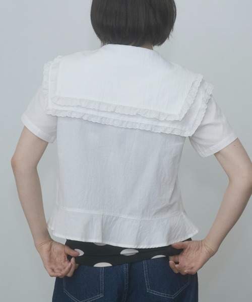 ブラウス シャツ frilled big collar blouse / フリルビッグカラーブラウス レディースの画像