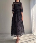 ワンピース シアーフラワーバックリボンワンピースの詳細画像2