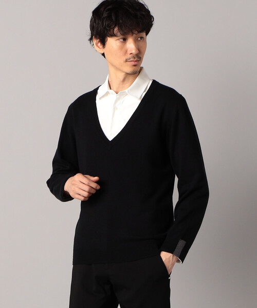 「COMME CA MEN」 長袖ニット L ブラック メンズ_画像7