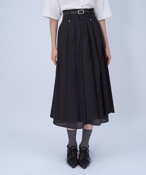 HARE（ハレ） スカート ダブルウエストミディプリーツスカート(HARE