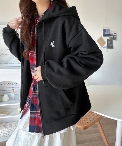 「classicalelf」 ジップアップパーカー MEDIUM 杢グレー レディース_画像3