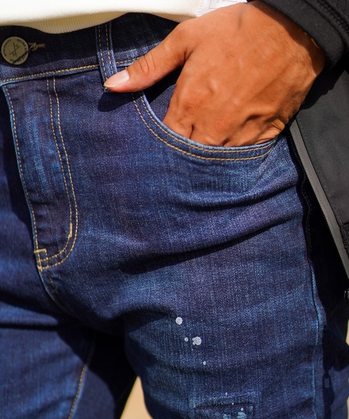 「adamsJUGGLER」 スキニーデニムパンツ M インディゴブルー メンズ_画像2