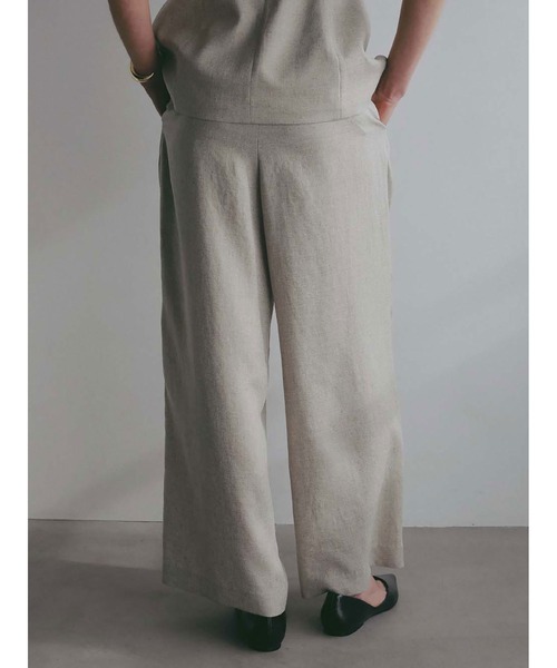ワイドパンツ パンツ リネンライクパンツ レディースの画像