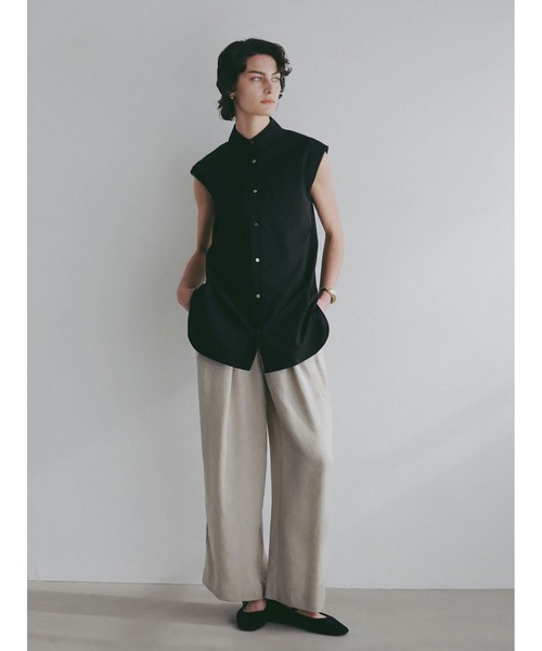 ワイドパンツ パンツ リネンライクパンツ レディースの画像