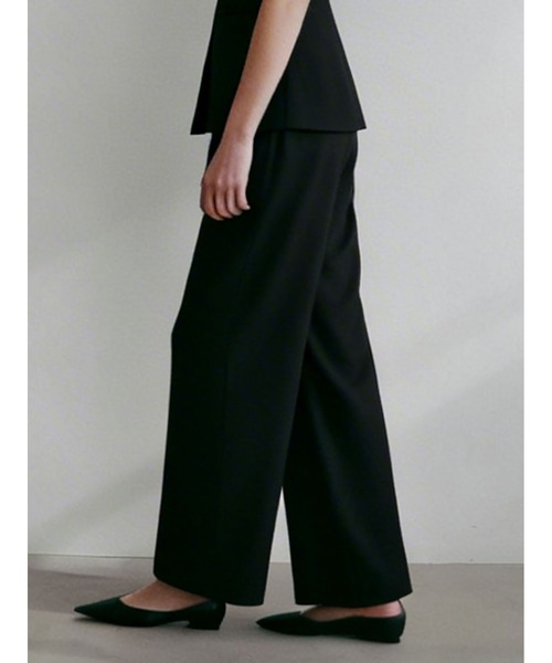 ワイドパンツ パンツ リネンライクパンツ レディースの画像