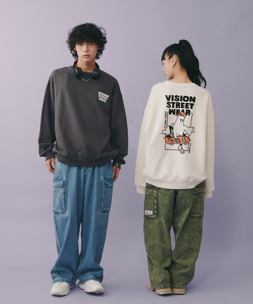 「VISION STREET WEAR」 スウェットカットソー LARGE ピンク レディース_画像5
