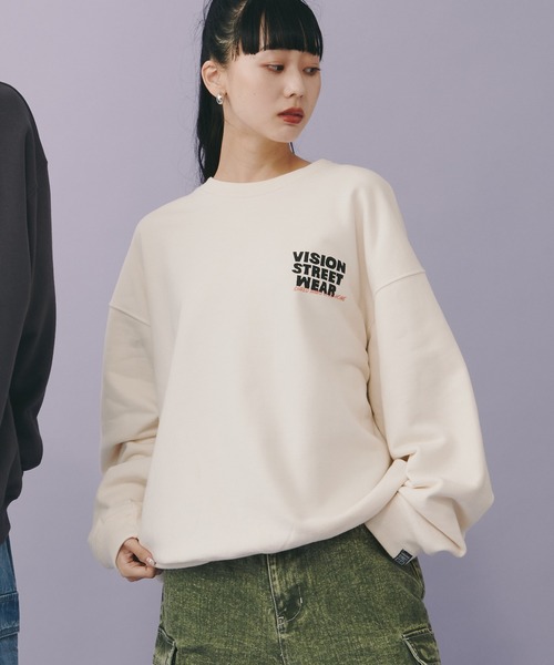 「VISION STREET WEAR」 スウェットカットソー LARGE ピンク レディース_画像8