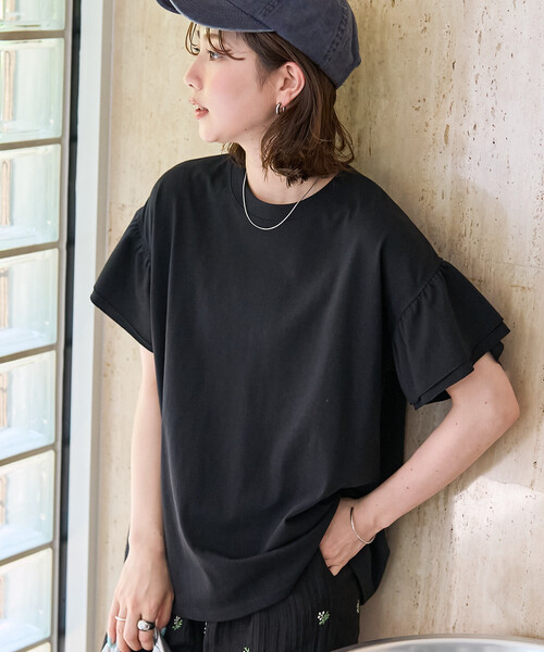 OHGA 袖フリルトップス FREAK'S STORE（フリークスストア） tシャツ 半袖 限定展開 袖フリル