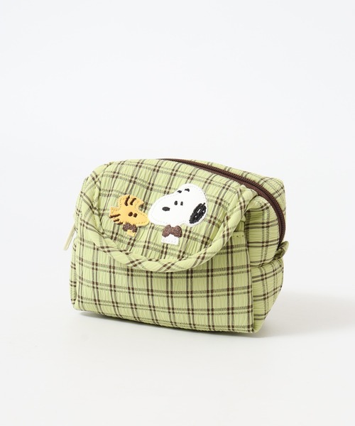 SNOOPY（スヌーピー） ポーチ ミニポーチ フラップ付き チェック