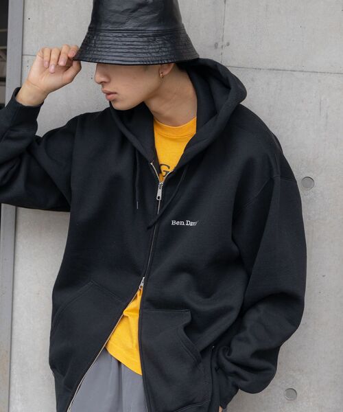 「BEN DAVIS」 ジップアップパーカー LARGE ベージュ メンズ_画像2