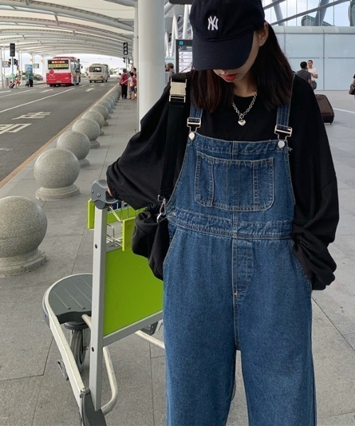 「NANEA」 オーバーオール LARGE ネイビー レディース_画像5