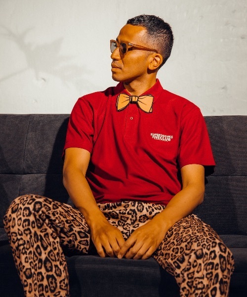 ウエア SUPERTHANKS THECLUB / BOW-TIE POLO SUPERTHANKS ゴルフ 「SUPERTHANKS THECLUB」蝶ネクタイワッペン