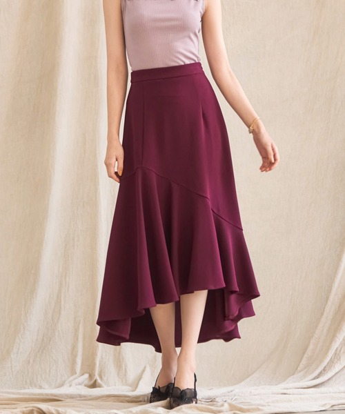 フィッシュテールへプラムスカート DRESS+ スカート フレアスカート ミモレ丈 フィッシュテール