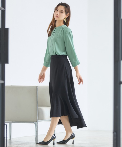 フィッシュテールへプラムスカート DRESS+ スカート フレアスカート ミモレ丈 フィッシュテール