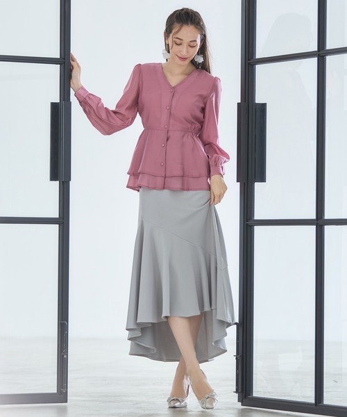 フィッシュテールへプラムスカート DRESS+ スカート フレアスカート ミモレ丈 フィッシュテール