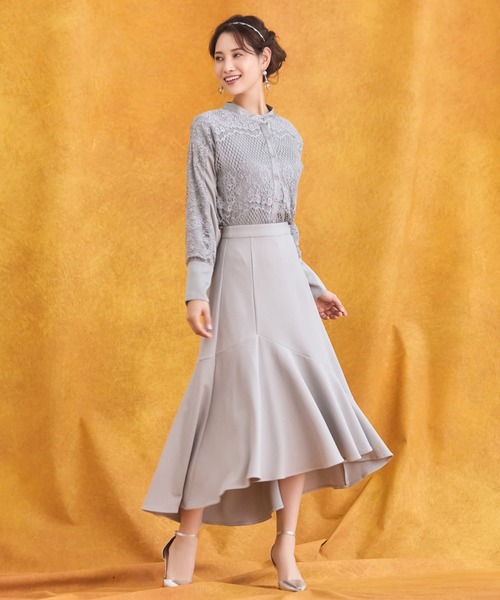 フィッシュテールへプラムスカート DRESS+ スカート フレアスカート ミモレ丈 フィッシュテール