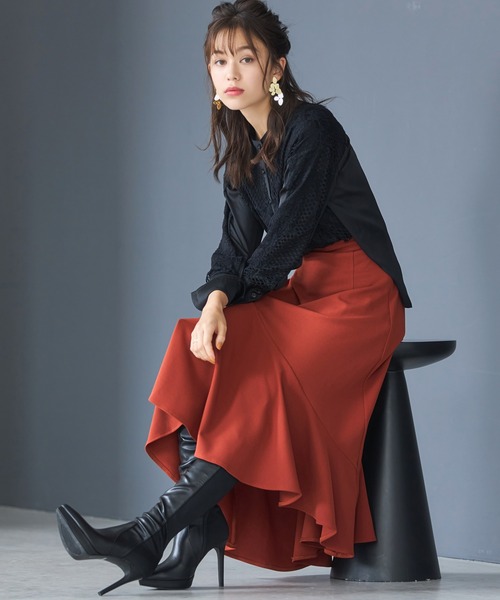 フィッシュテールへプラムスカート DRESS+ スカート フレアスカート ミモレ丈 フィッシュテール