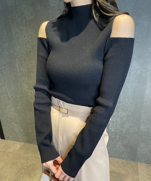eimy istoire ニット オープンショルダーリブニット : ZOZOTOWN