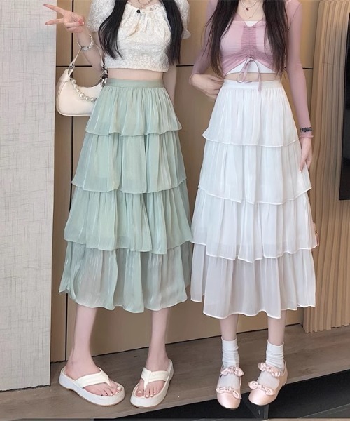 大人かわいい ロングティアードスカート フレア 韓国系 S4800 楽天市場】ティアードスカート ロング 白 黒 フレア レディース