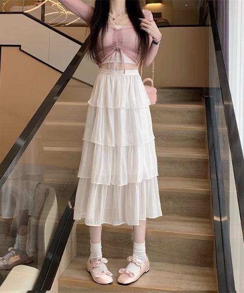 ロングシフォンスカート❤️年中活躍シンプルでお洒落なコーデに o1024102415447608074.jpg