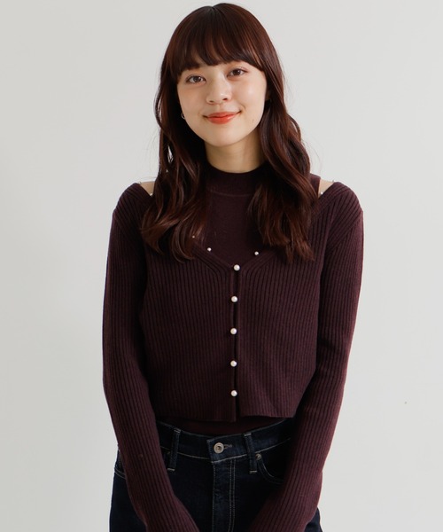 tシャツ コンパクトパールニットアンサンブル レディース LADYMADE tシャツ コンパクトパールニットアンサンブル