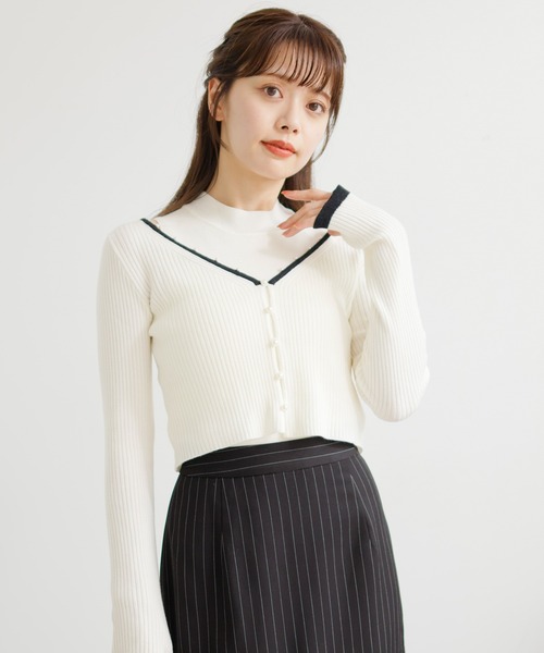 tシャツ コンパクトパールニットアンサンブル レディース