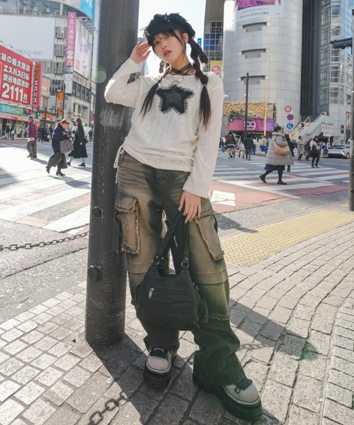 tシャツ 「ユニセックス」Damage Long Sleeve T-shirt / ダメージロングスリーブTシャツ レイヤードトップス レディース メ tinkerend tシャツ 「ユニセックス」Damage Long Sleeve T-shirt