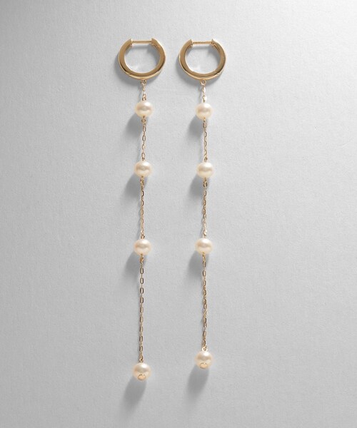 COCOSHNIK（ココシュニック） ピアス K10パール ハング中折れフープ