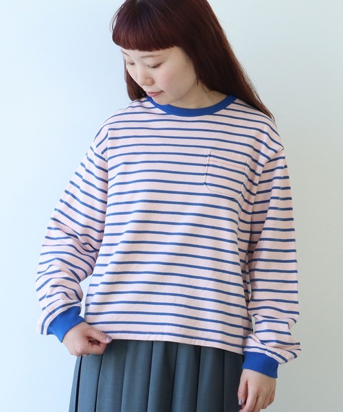 tシャツ 裏毛ボーダープルオーバー レディース